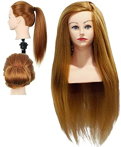 Glan Human Hair Doll Head Dummy For Hair Styling Practice Dummy With Stand For Salon Training Use Blonde Pack Of 1